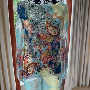 Floral Paisley Long Sleeve Sheer Top